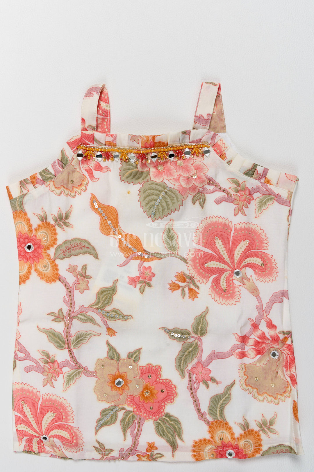 Girls Top and Pant Set in Orange for Celebrations and Photos