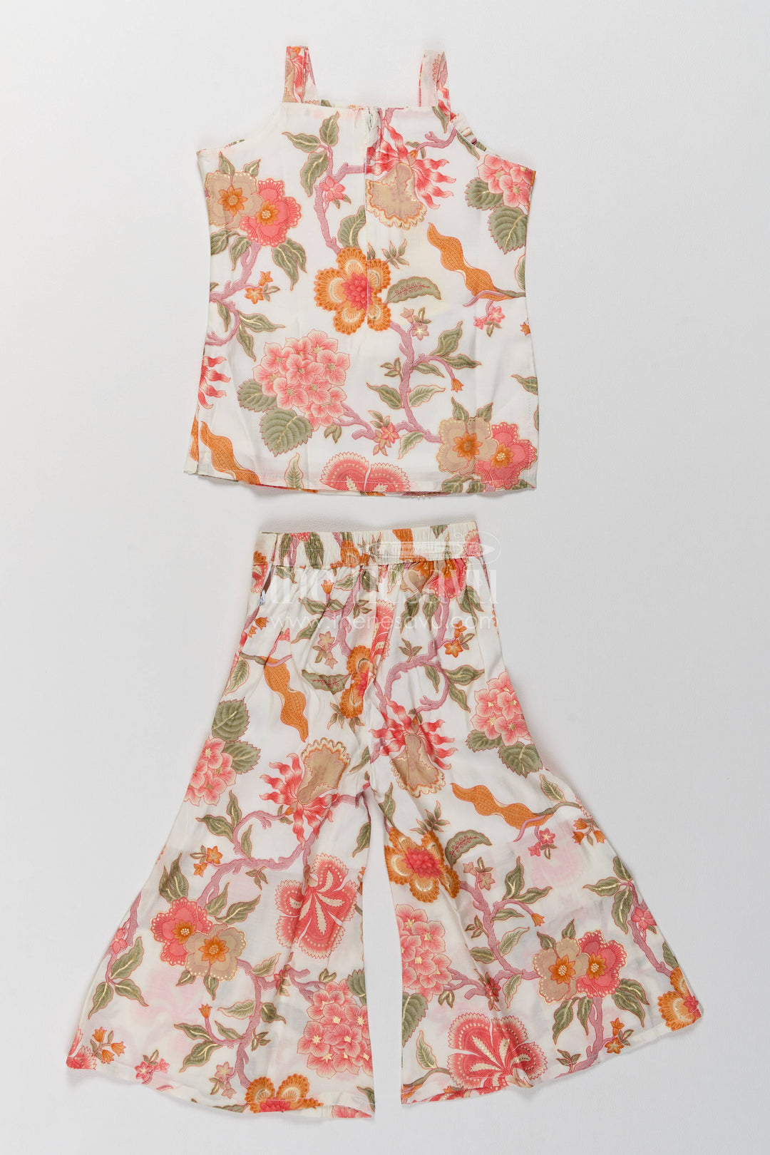 Girls Top and Pant Set in Orange for Celebrations and Photos