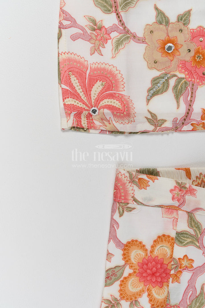 Girls Top and Pant Set in Orange for Celebrations and Photos