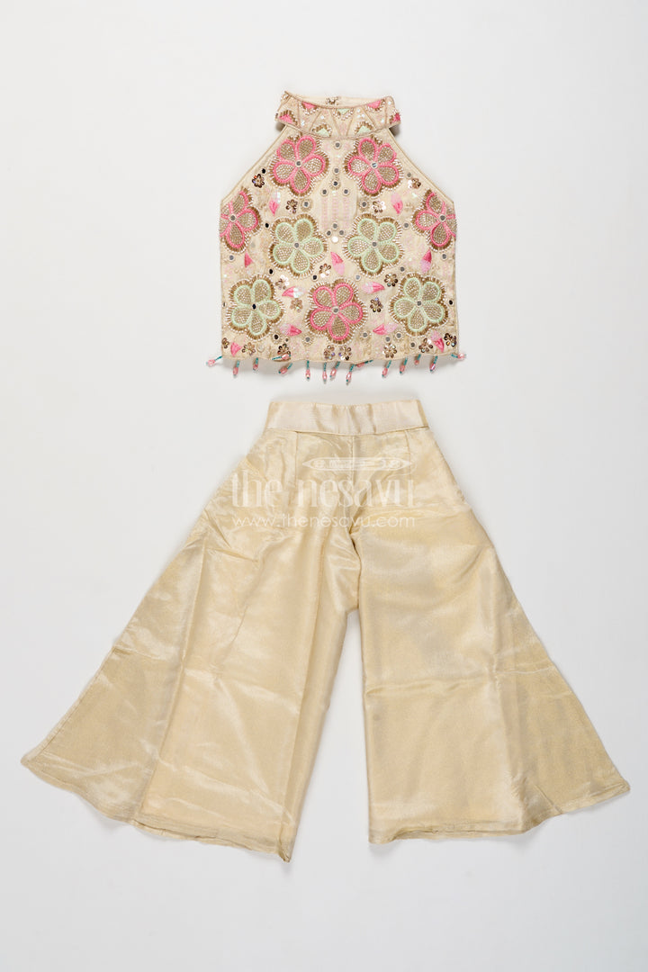 Girls Palazzo Set in Cream for Celebrations and Photos