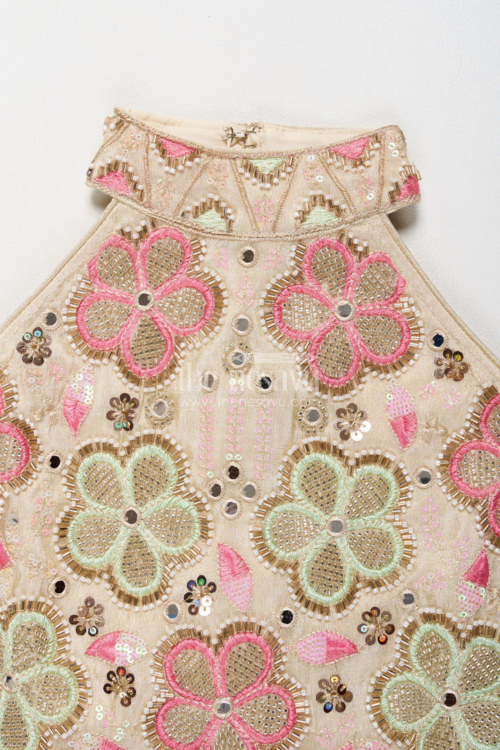 Girls Palazzo Set in Cream for Celebrations and Photos