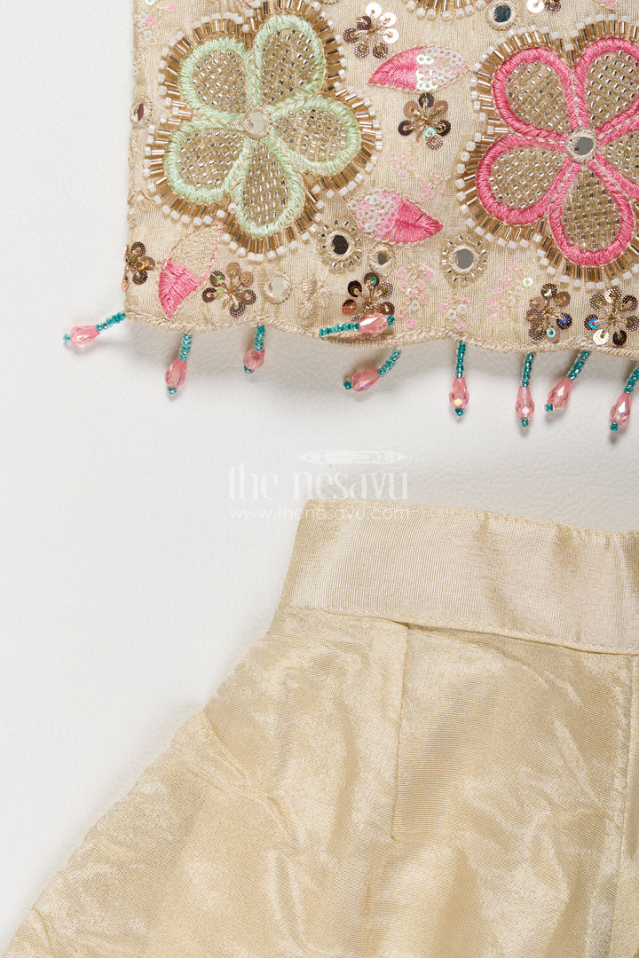 Girls Palazzo Set in Cream for Celebrations and Photos