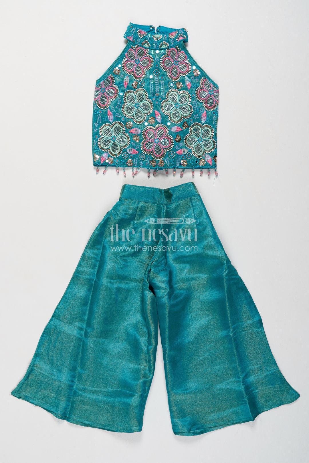 Girls Sharara Set in Turquoise for Special Functions