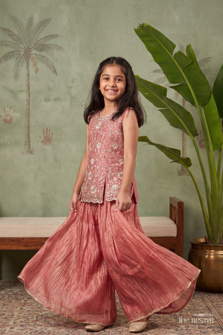 Girls Palazzo Set in Pink for Festive Gatherings