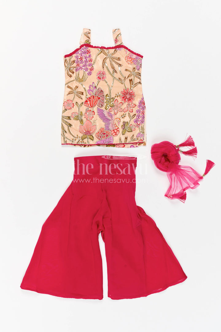 Sharara Dress for Girls in Red with an Occasion Ready Finish