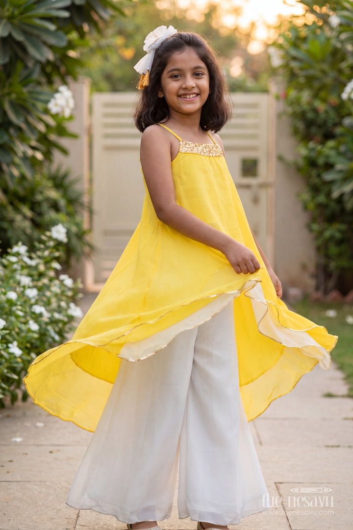 Girls Sharara Set in Yellow with Smart Tailoring
