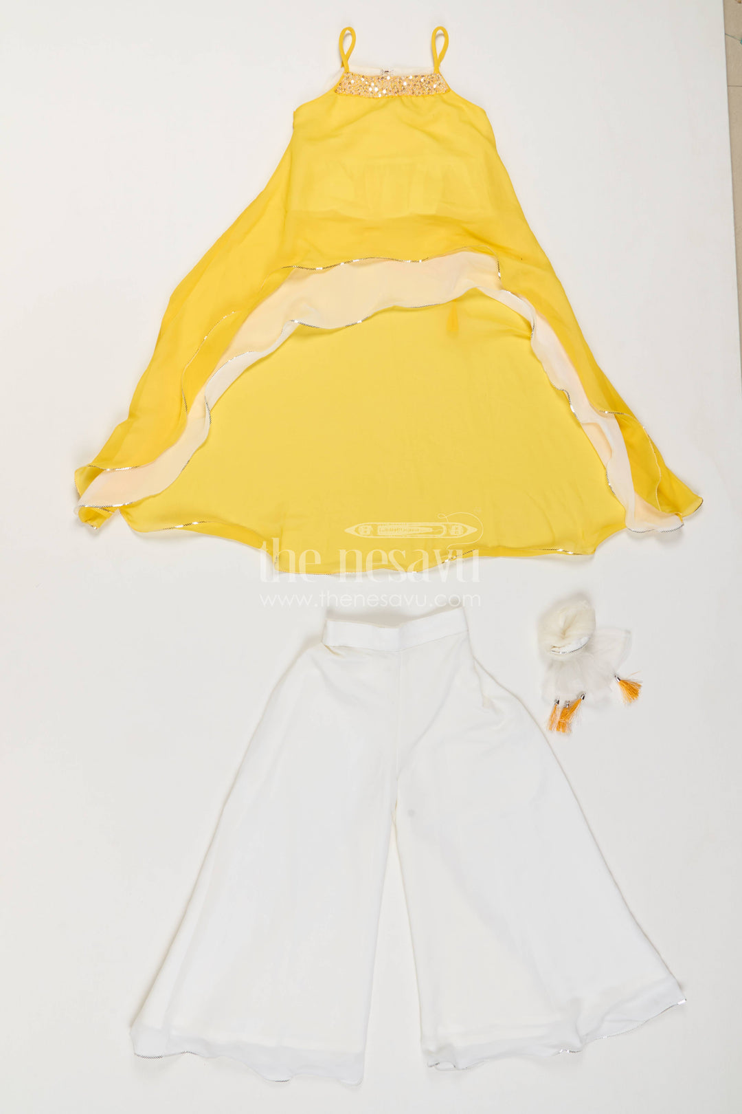 Girls Sharara Set in Yellow with Smart Tailoring