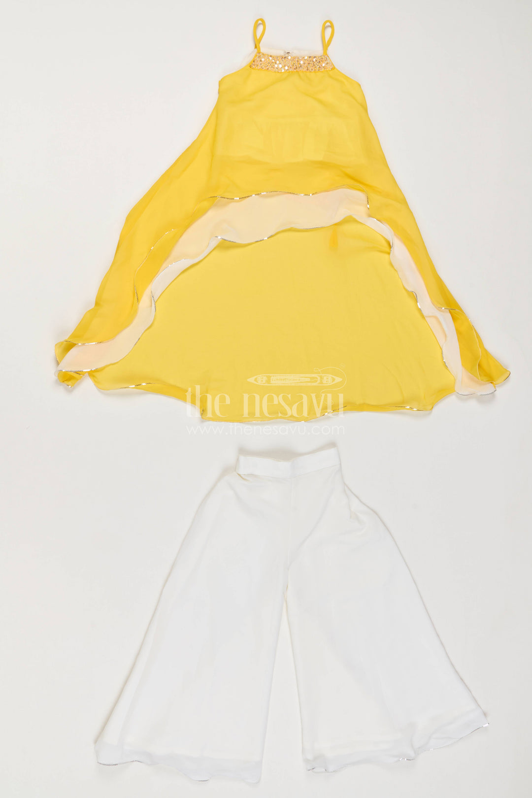 Girls Sharara Set in Yellow with Smart Tailoring
