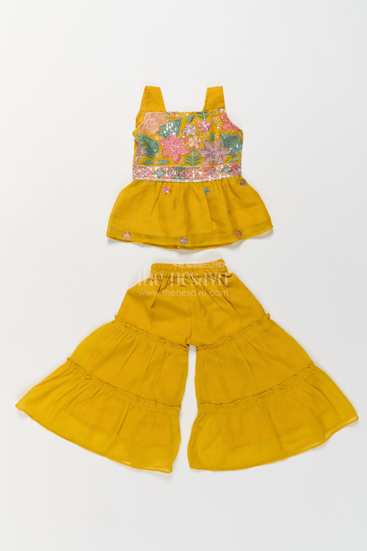 Girls Sharara Set in Yellow for Festive Gatherings