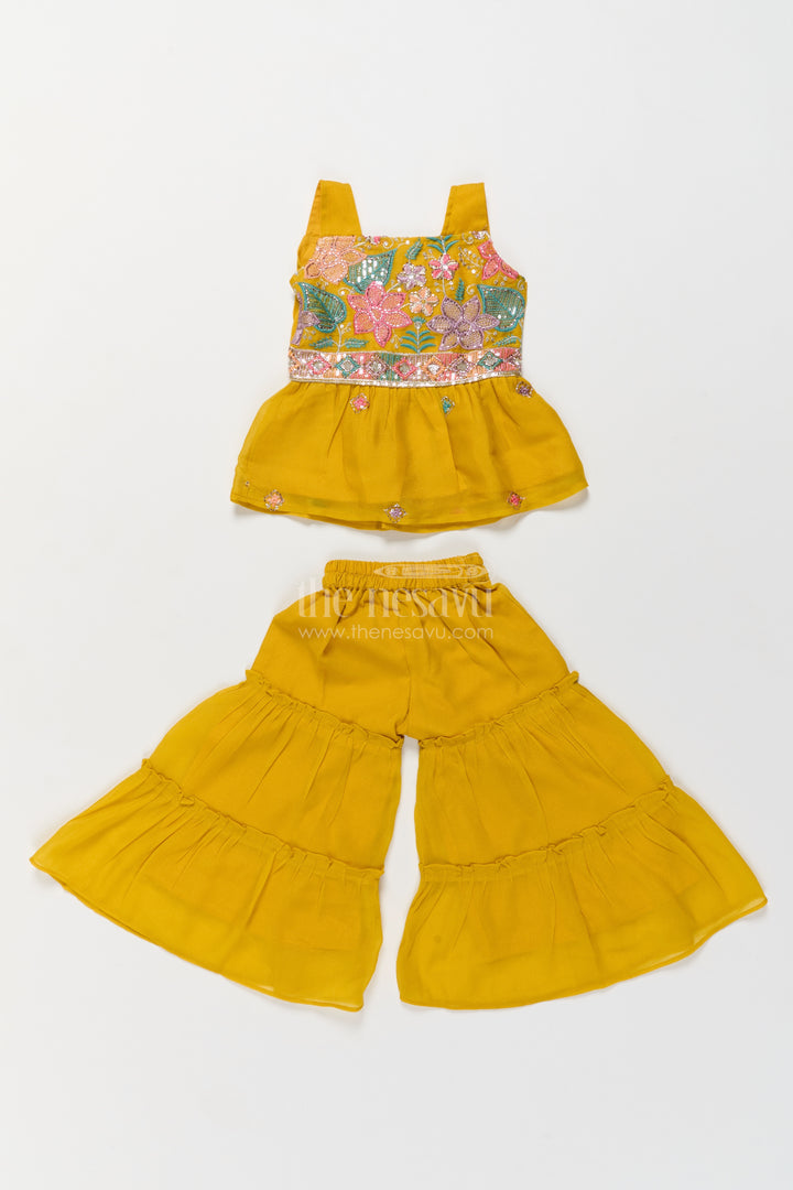 Girls Sharara Set in Yellow for Festive Gatherings