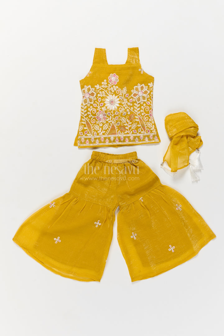Girls Sharara Set in Yellow for Ceremony Dressing