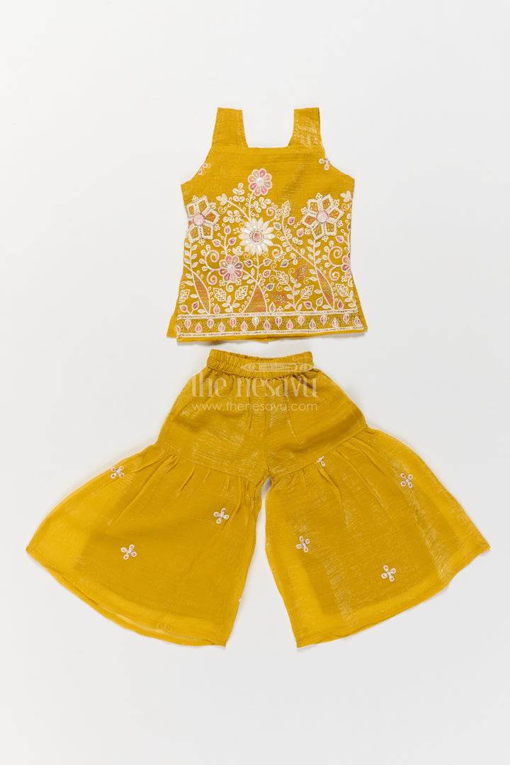 Girls Sharara Set in Yellow for Ceremony Dressing