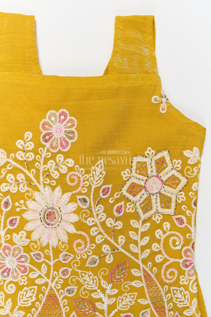 Girls Sharara Set in Yellow for Ceremony Dressing