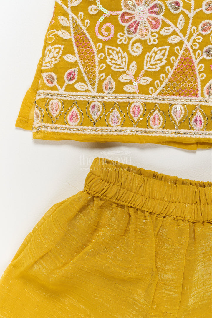 Girls Sharara Set in Yellow for Ceremony Dressing