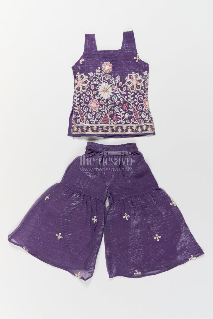 Sharara Dress for Girls in Purple with an Occasion Ready Finish