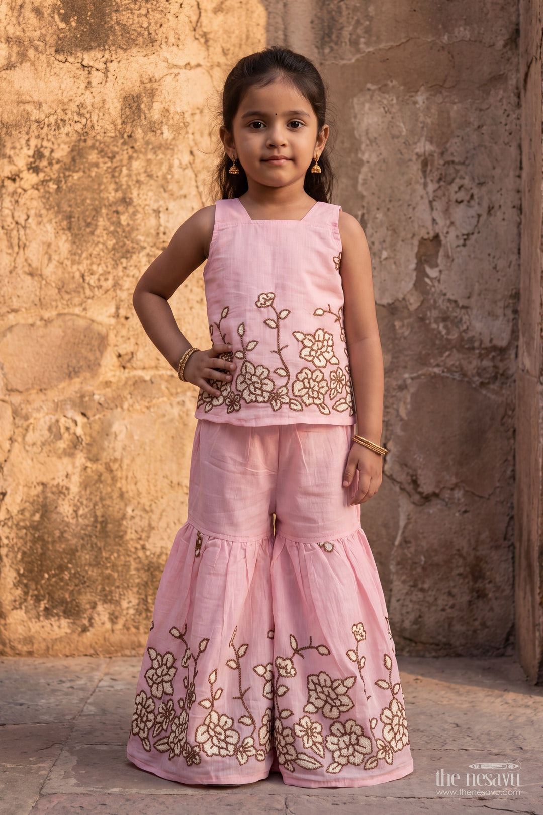 Sharara Dress for Girls in Peach for Wedding Moments