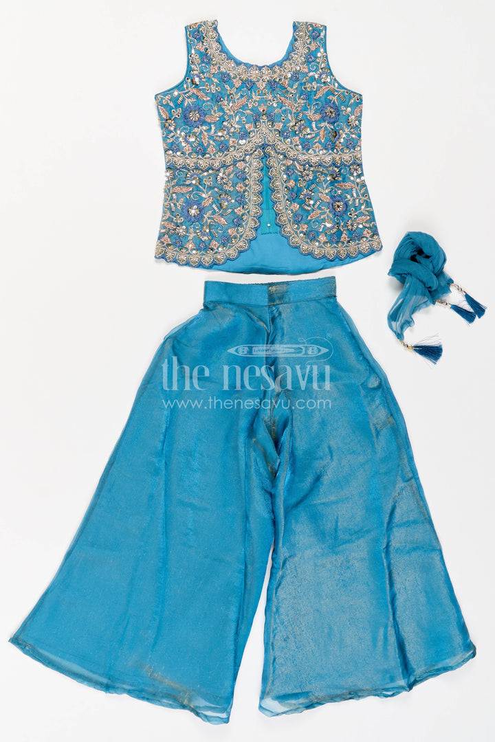 Girls Sharara Set with Thread Embroidery for Family Functions