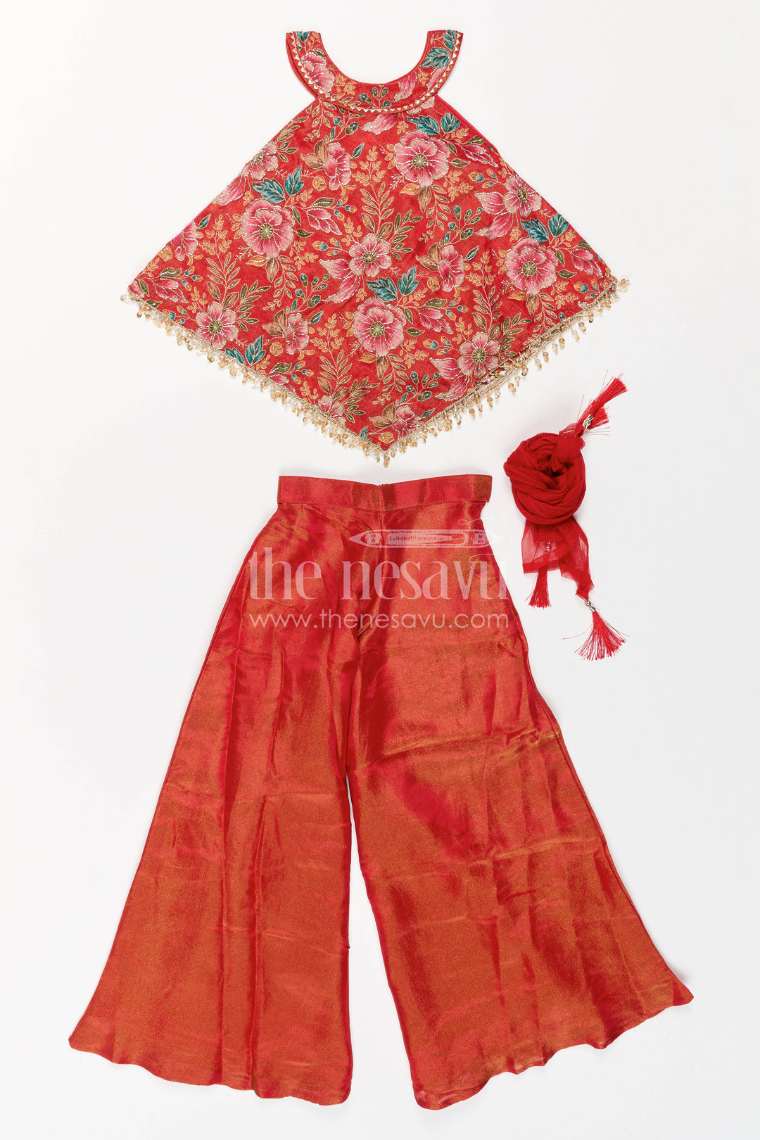 Girls Palazzo Set in Red for Milestone Days