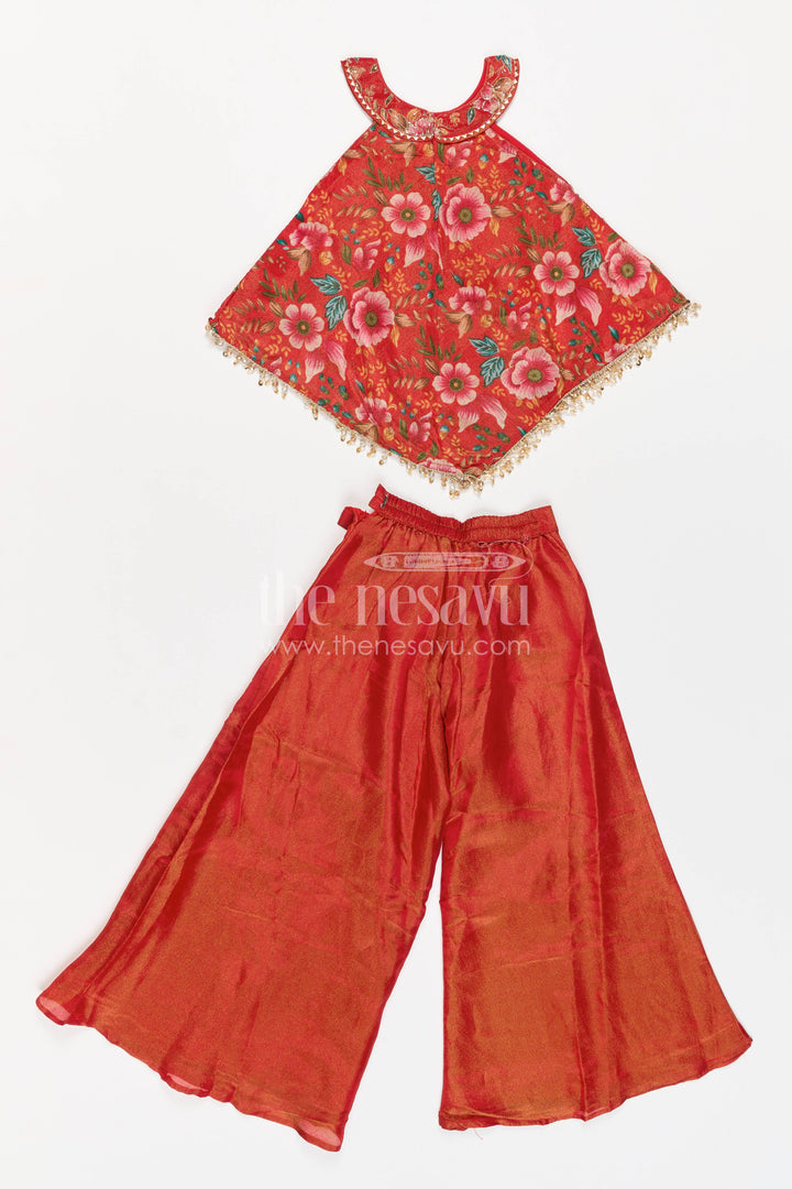 Girls Palazzo Set in Red for Milestone Days