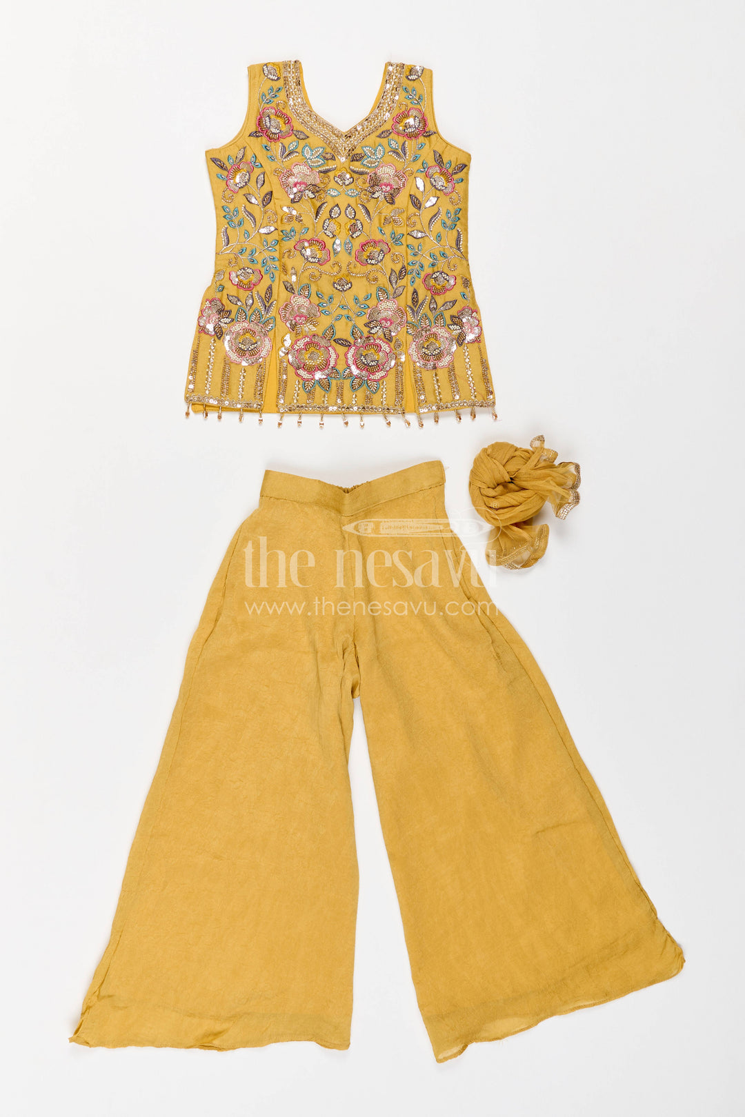Sharara Dress for Girls in Yellow with an Occasion Ready Finish