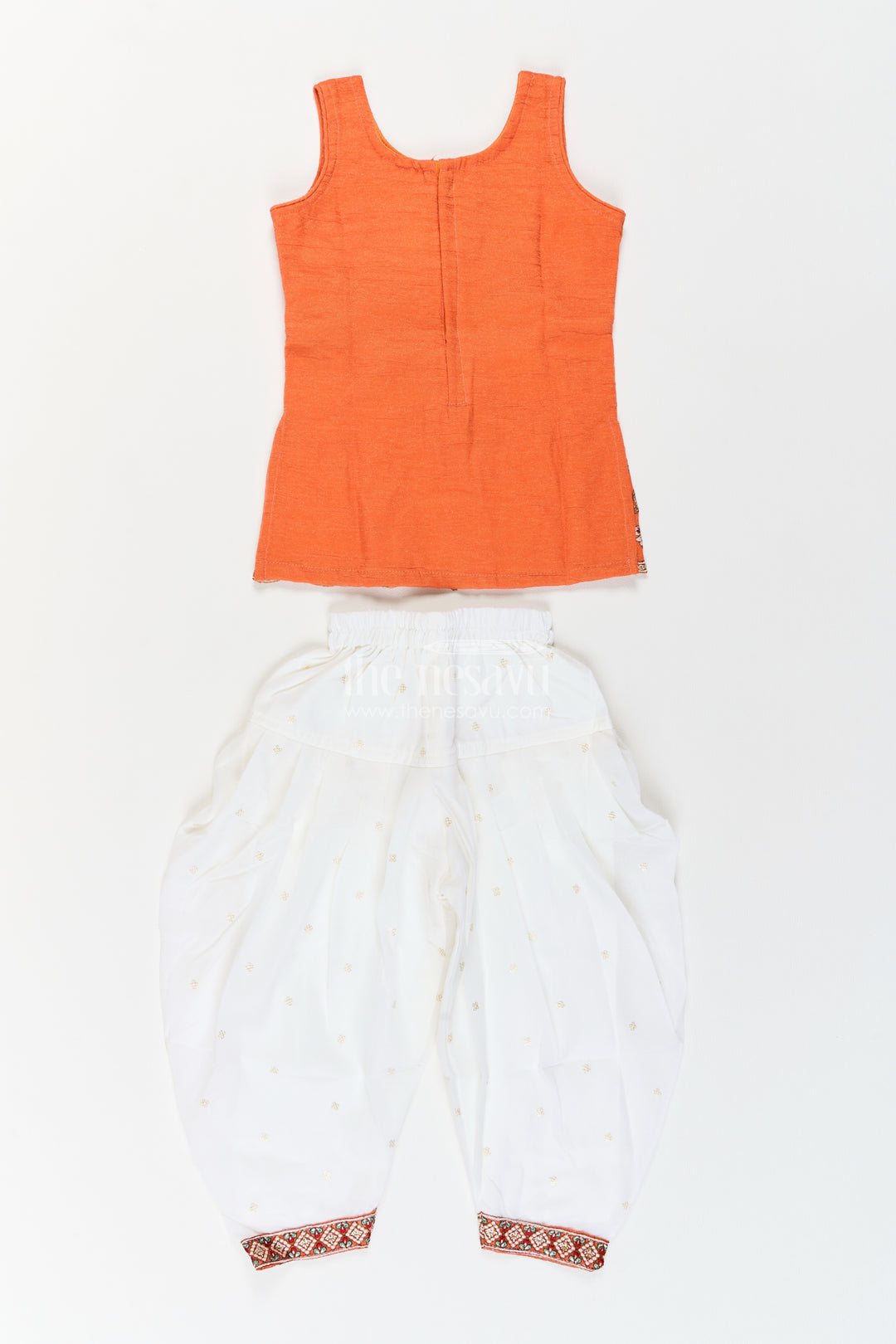 Girls Burnt Orange Radiating Floral Georgette Salwar Suit