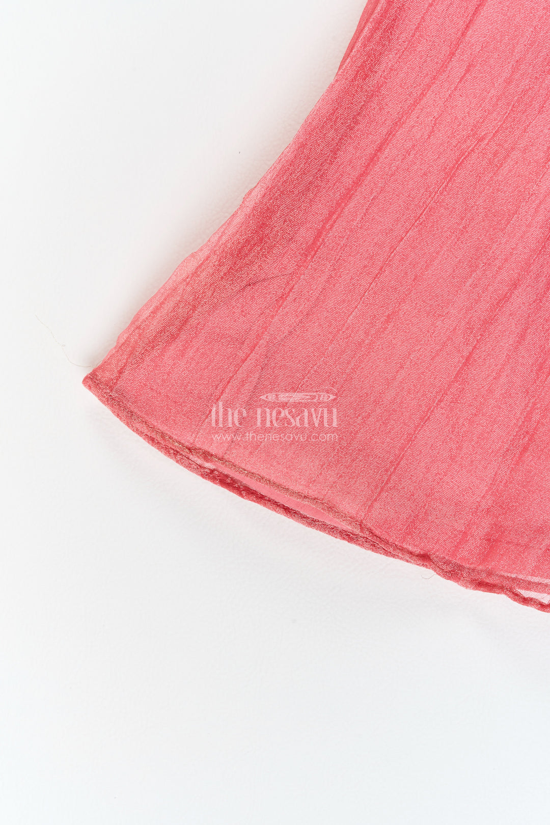 Girls Coral Pink Pointed Floral Top Viscose Georgette Palazzo Set
