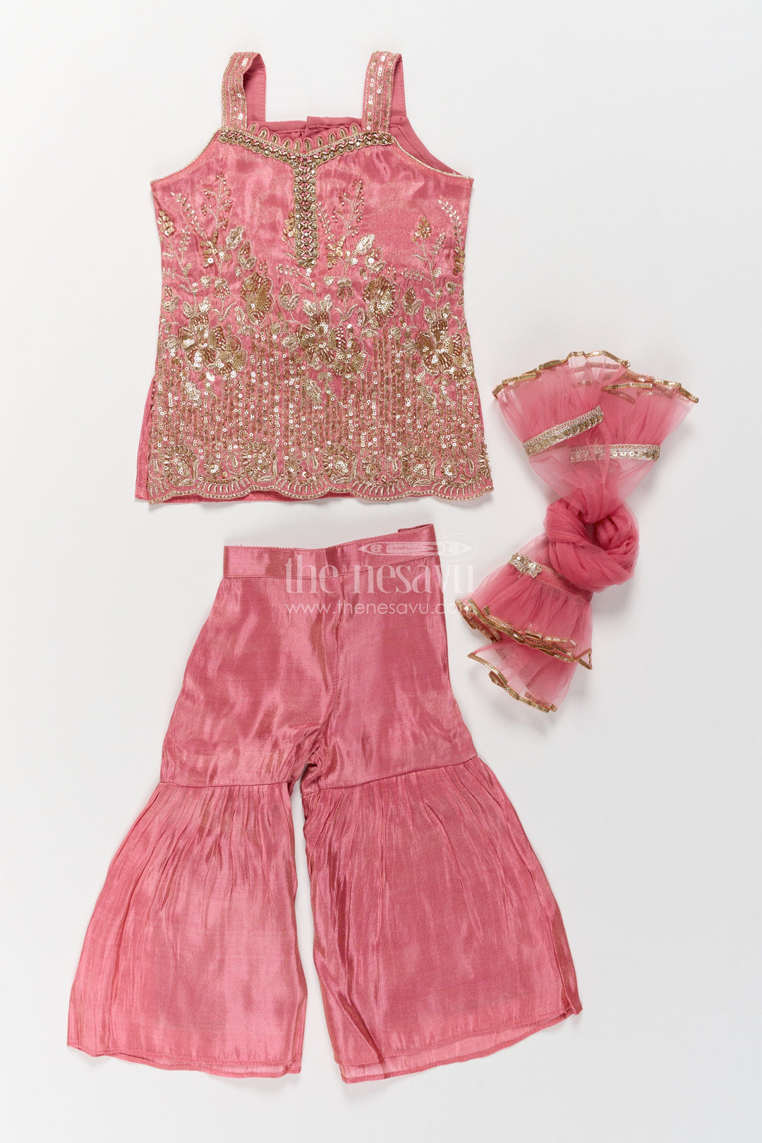 Girls Sharara Set in Pink for Special Functions