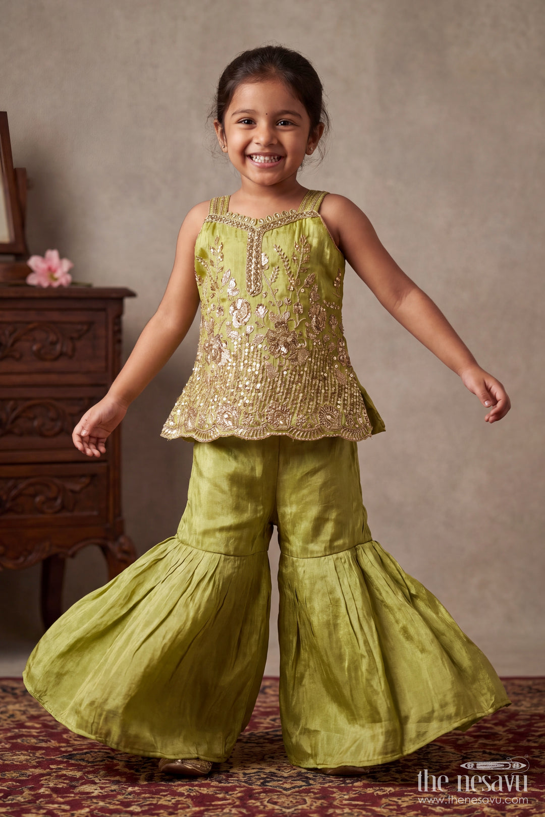 Girls Palazzo Set in Yellow for Milestone Days