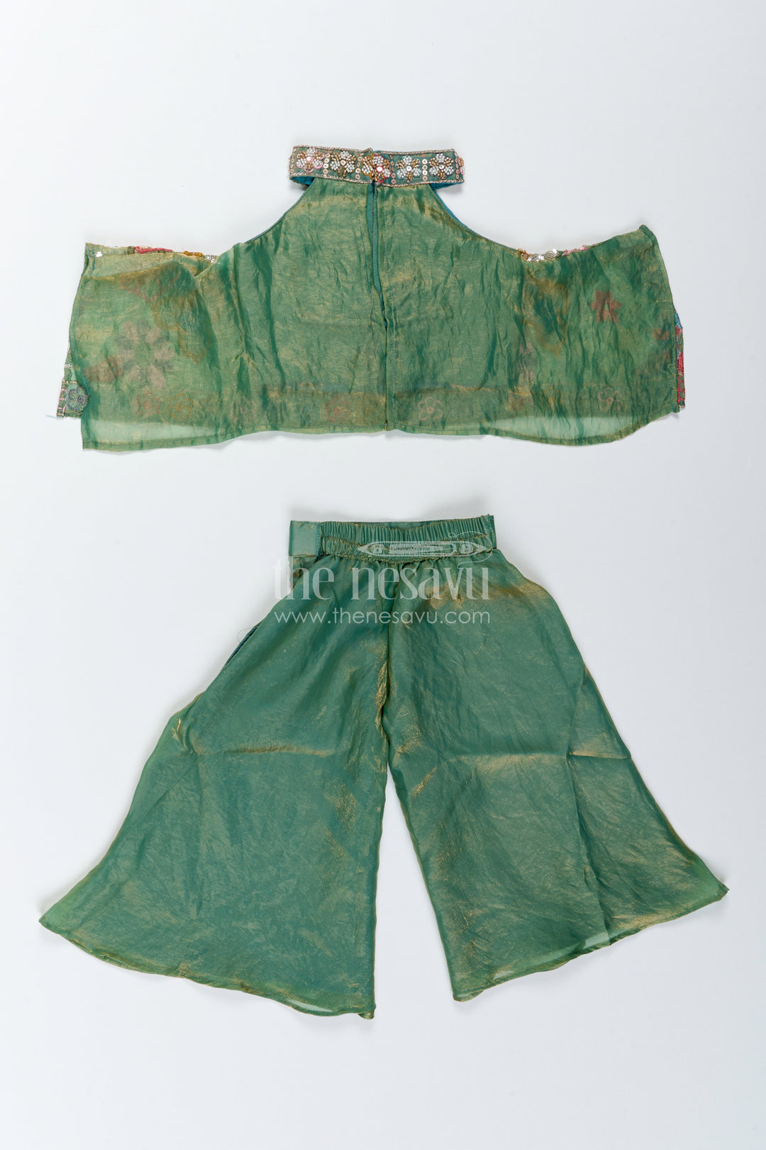 Sharara Dress for Girls in Green with an Occasion Ready Finish