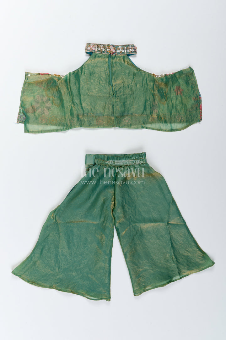 Sharara Dress for Girls in Green with an Occasion Ready Finish