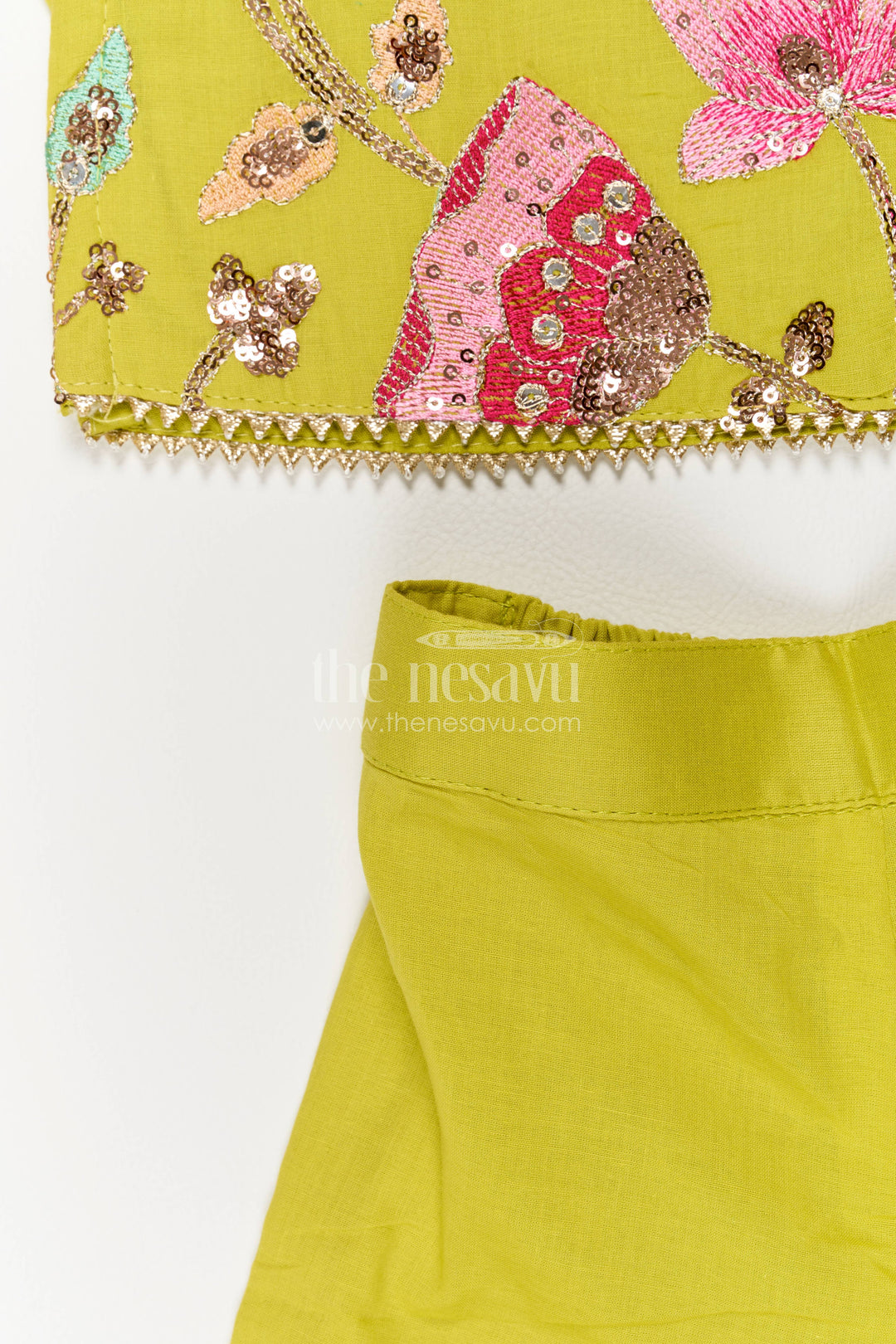 Girls Palazzo Set in Green for Festive Gatherings