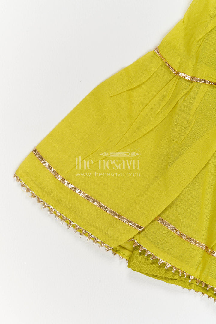 Girls Palazzo Set in Green for Festive Gatherings