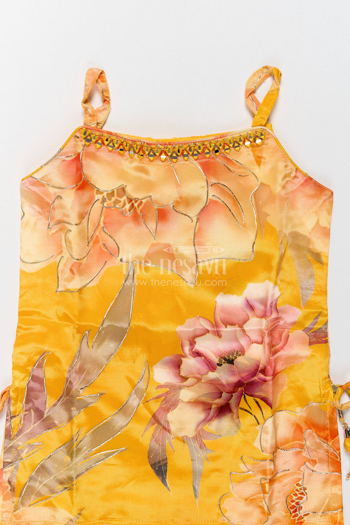Girls Sharara Set in Yellow with Digital Print