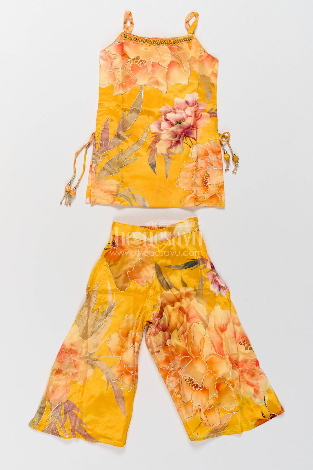 Girls Sharara Set in Yellow with Digital Print