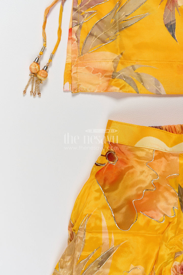 Girls Sharara Set in Yellow with Digital Print