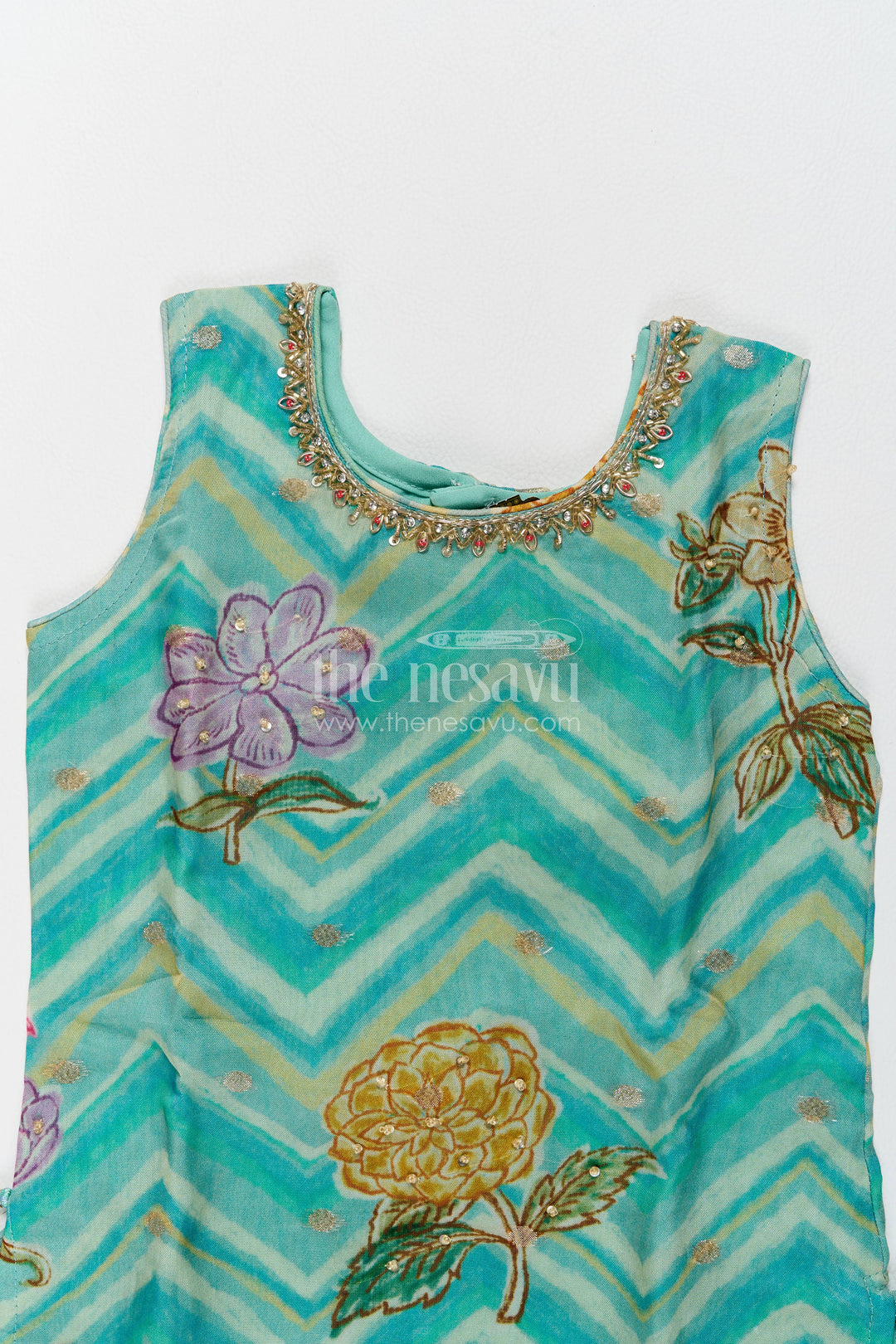 Girls Sharara Set in Turquoise with Digital Print