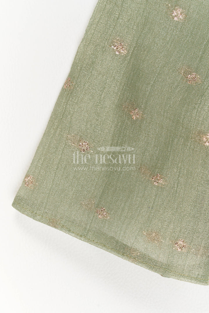 Girls Sharara Set in Green with Sequin Work