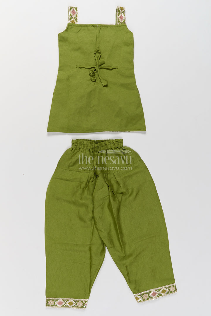 Girls Palazzo Set in Green for Celebrations and Photos