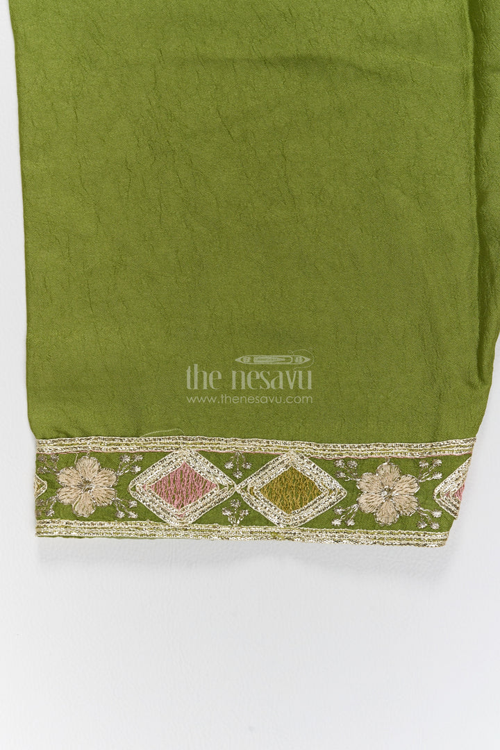 Girls Palazzo Set in Green for Celebrations and Photos