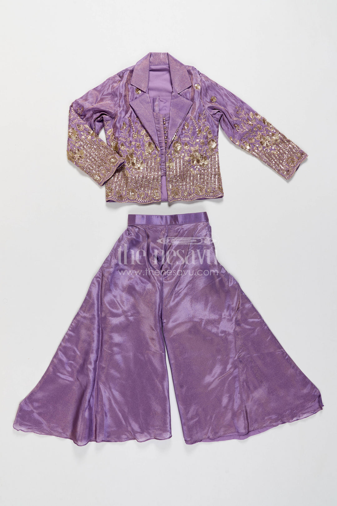 Girls Palazzo Set in Purple for Celebrations and Photos