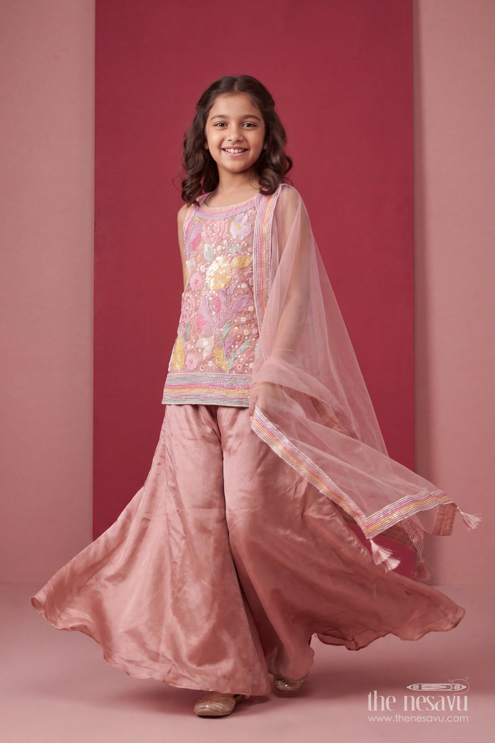 Girls Palazzo Set in Peach for Milestone Days