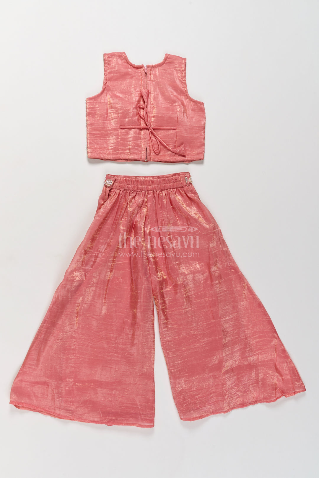 Girls Palazzo Set in Peach for Festive Gatherings
