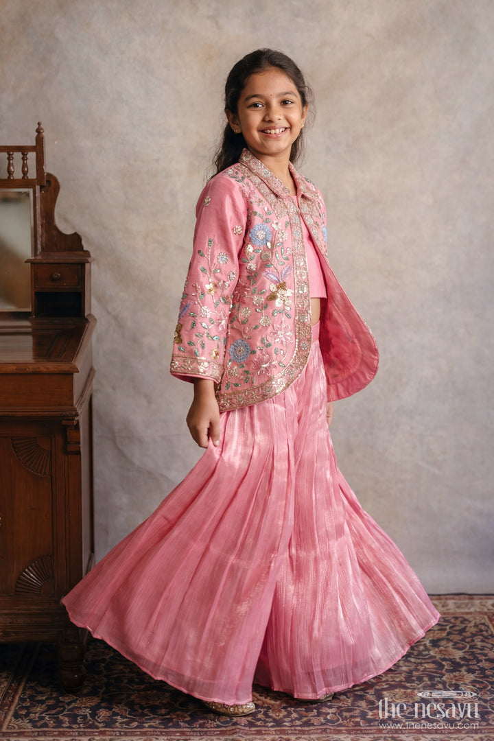 Girls Palazzo Set in Pink for Celebrations and Photos