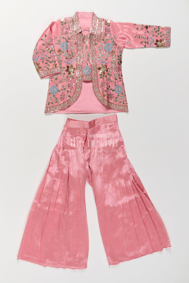 Girls Palazzo Set in Pink for Celebrations and Photos