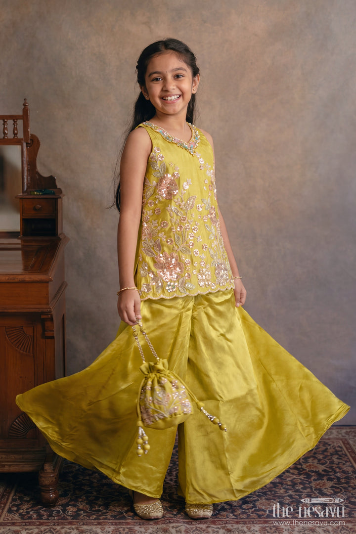 Girls Sharara Set in Yellow for Portrait Days