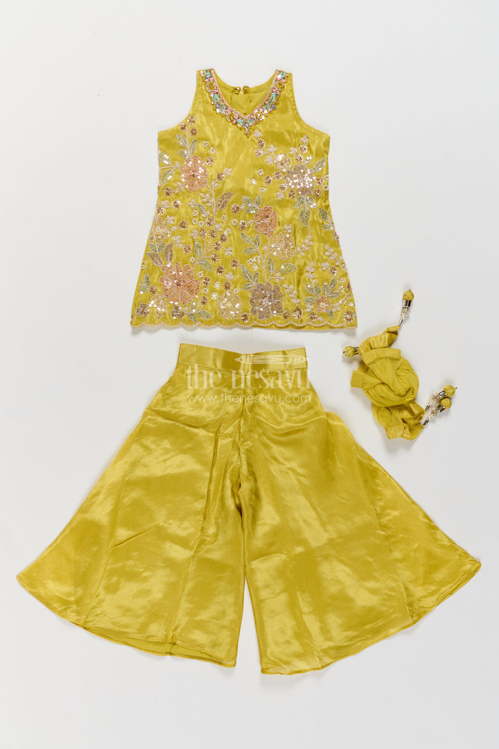 Girls Sharara Set in Yellow for Portrait Days