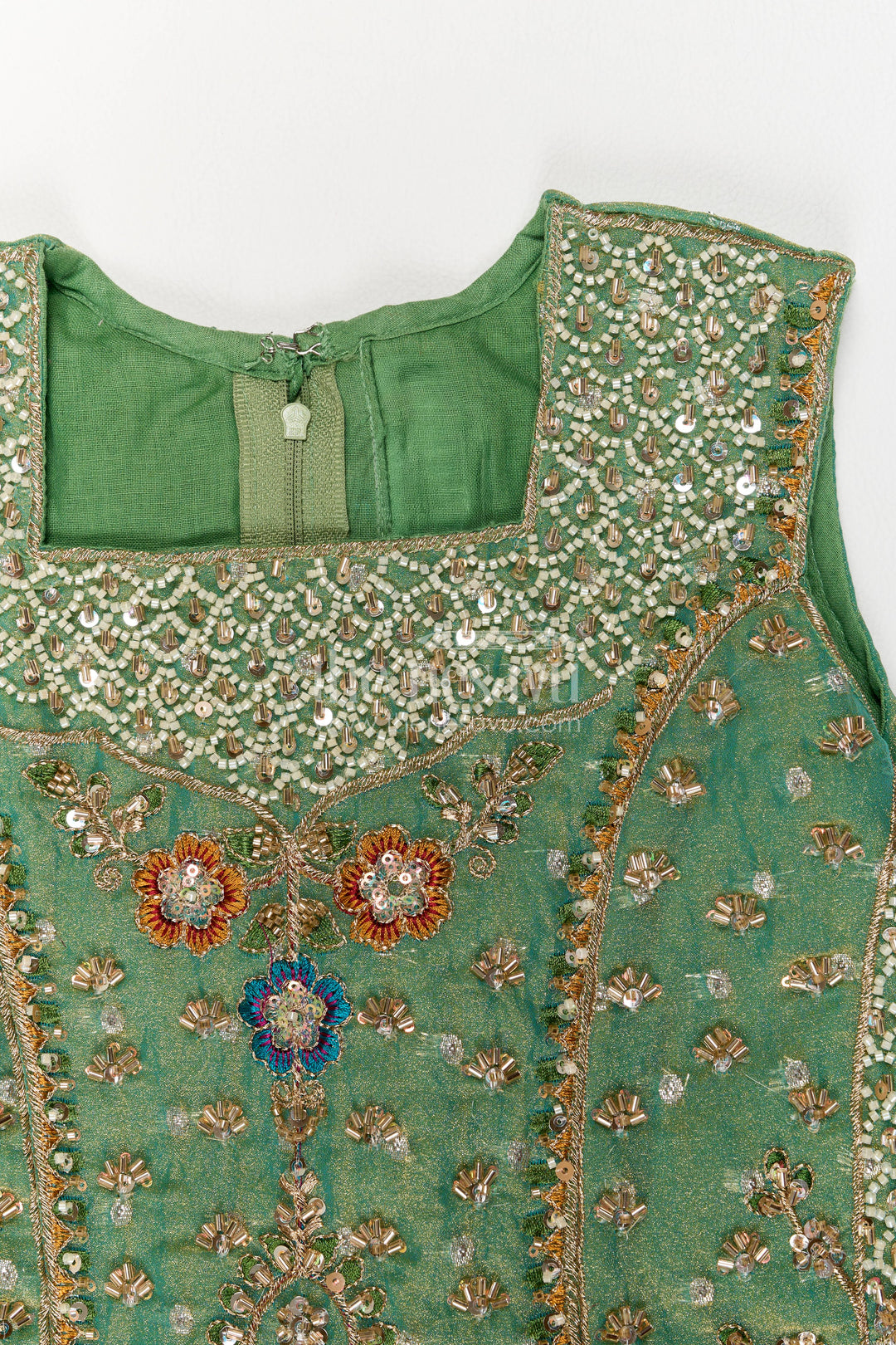 Girls Sharara Set in Green for Special Functions