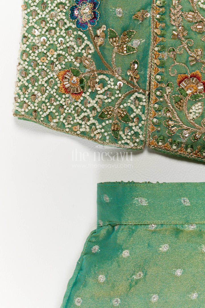 Girls Sharara Set in Green for Special Functions