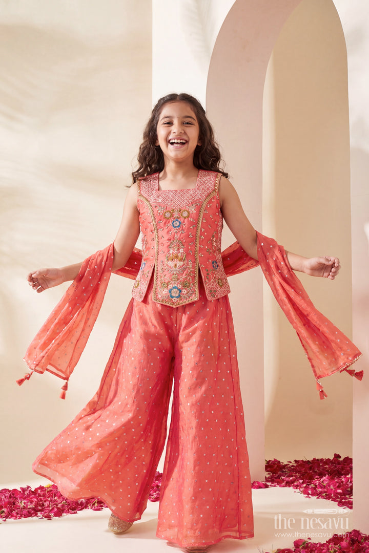 Sharara Dress for Girls in Peach with an Occasion Ready Finish