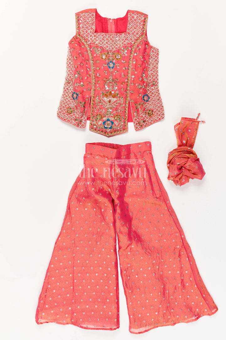 Sharara Dress for Girls in Peach with an Occasion Ready Finish